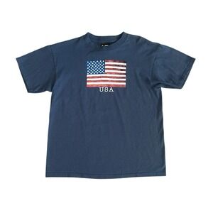 Vintage Giant Boys American Flag T-Shirt XL 18 Blue Patriotic Y2K USA Summer
